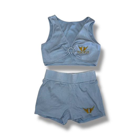 Blue Two piece shorts suit