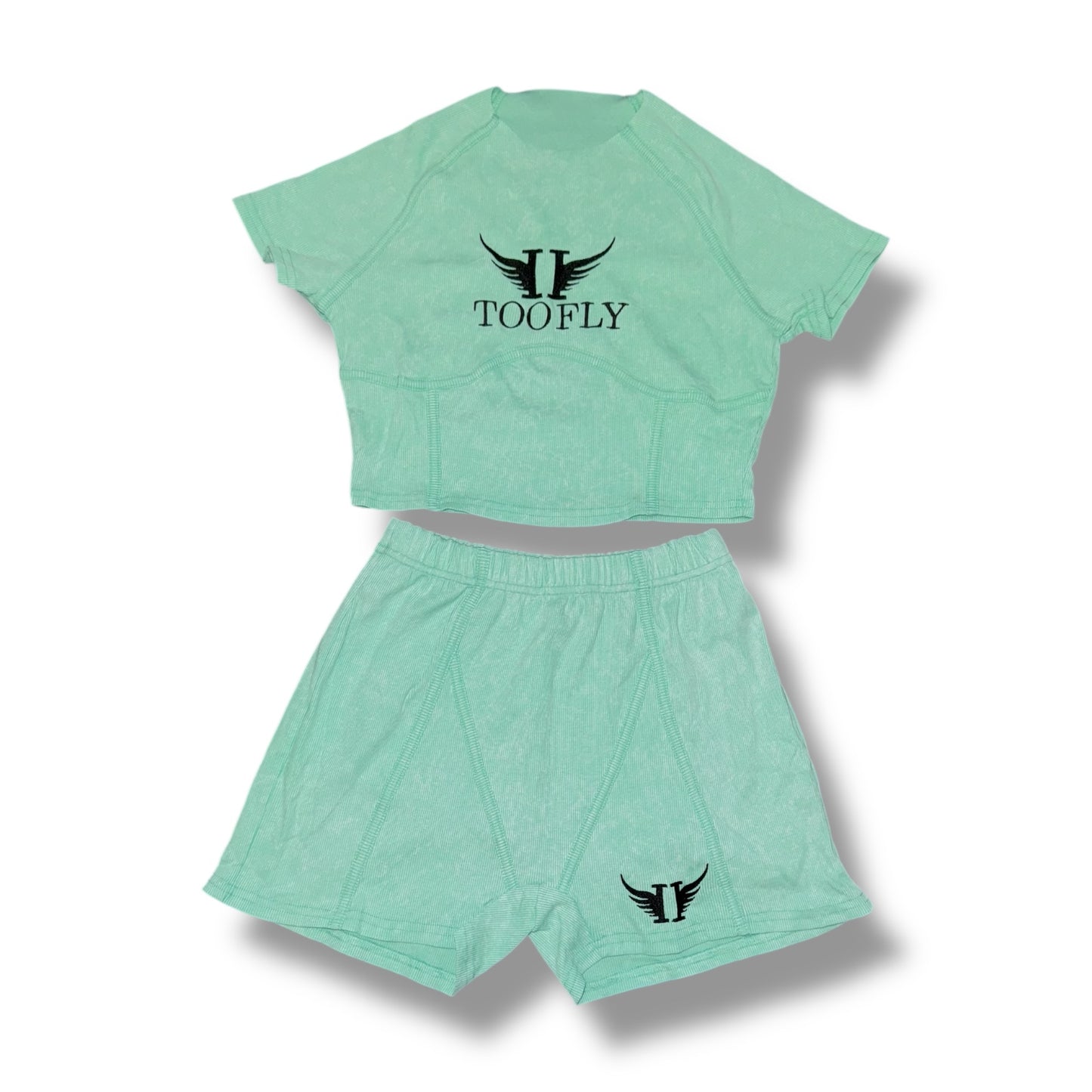Mint green Two piece shorts suit